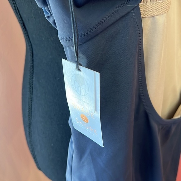 NEW Shade and Shore Charcoal Wrap Tie One Piece Swimsuit Size L - Picture 7 of 8